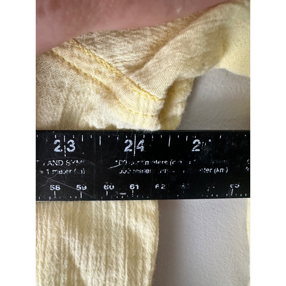 Talbots Woman Yellow Cotton Gauze Button Down Roll Tab Sleeve Shirt 2X Resort - Picture 7 of 7